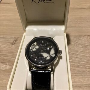 Kim Rogers Black and Silver Chronograph Butterfly Watch